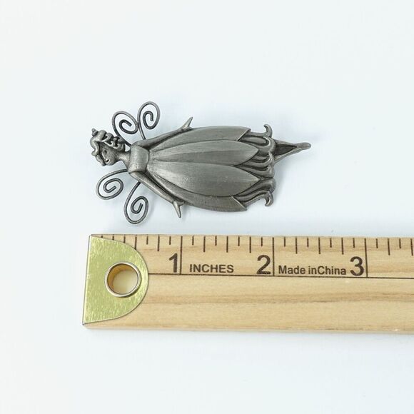 Vintage Fairy Brooch HMK Hallmark Pewter Whimsical Ethereal Mystical Goblincore - Picture 7 of 10
